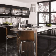 Черный гарнитур в интерьере в кухне: дизайн, выбор обоев, 90 фото-5