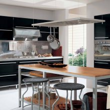 Черный гарнитур в интерьере в кухне: дизайн, выбор обоев, 90 фото-20