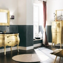 Дизайн интерьера ванной в золотом цвете -1