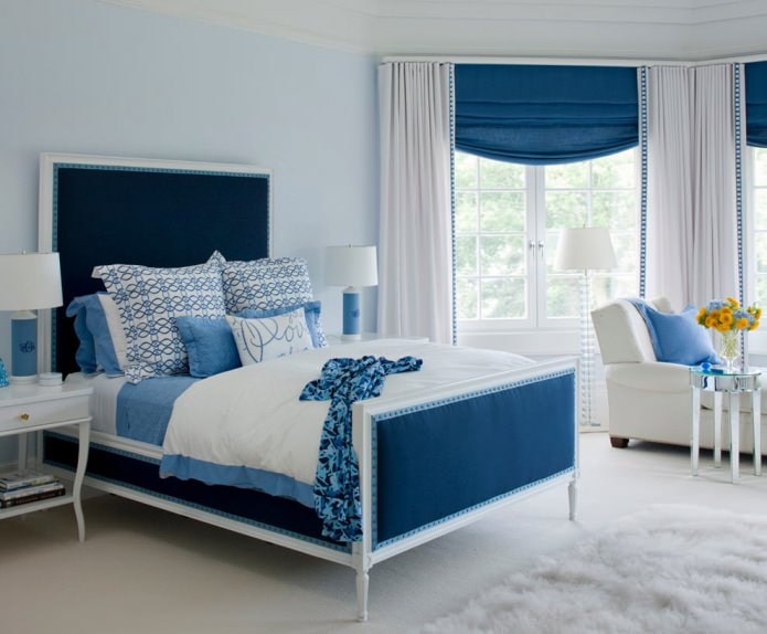 Сине-голубая спальня