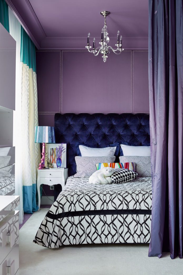 сине-фиолетовая спальня