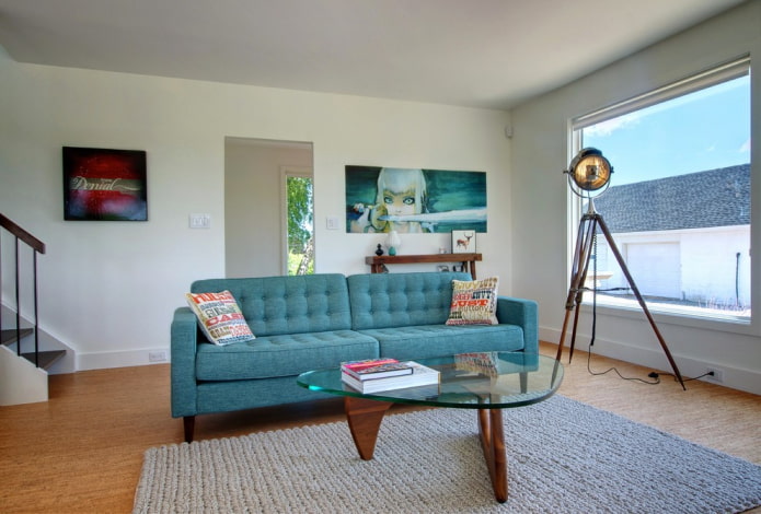 диван бирюзового цвета в современном стиле
