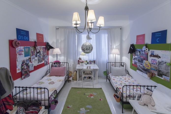 освещение в интерьере спальни для разнополых детей
