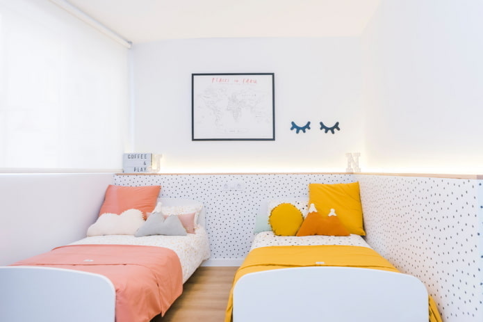 дизайн маленькой спальни для разнополых детей
