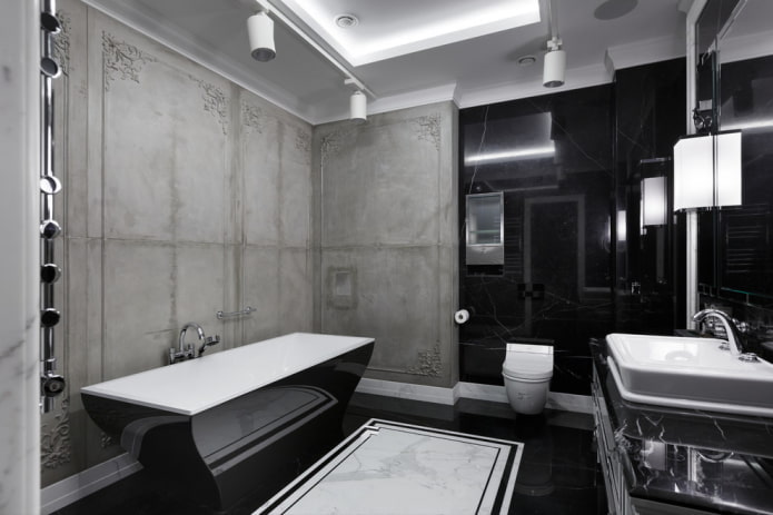 интерьер ванной в черно-серых тонах