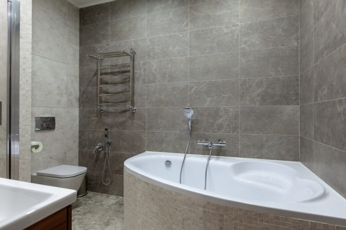 дизайн ванной комнаты в серых оттенках