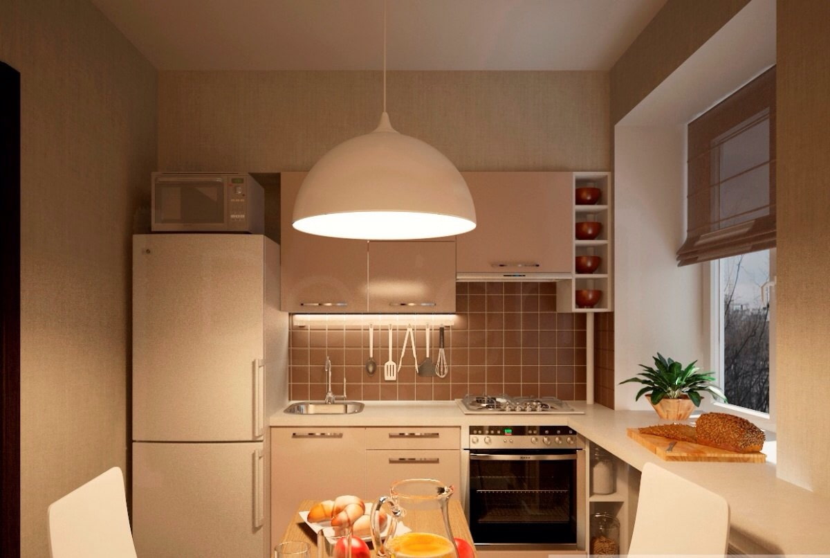 Кухня 6 Кв М Дизайн С Холодильником