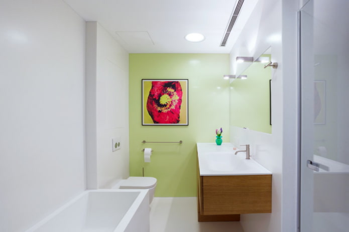 декор и освещение в ванной комнате в стилистике минимализм