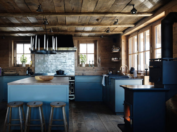 темно-синяя матовая кухня