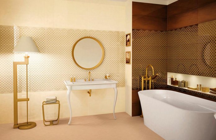 интерьер ванной в золотом цвете 