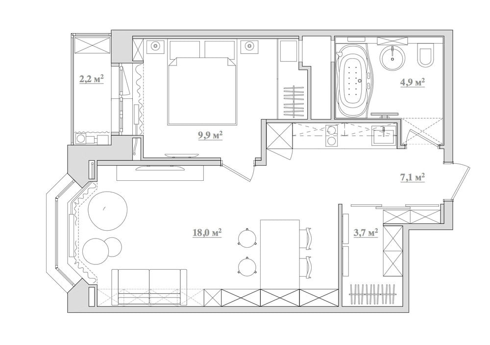 Дизайн Квартиры 2 Комнатной 43 Кв