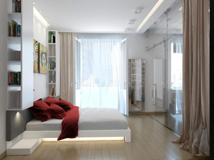спальня в дизайне интерьера квартиры-студии 47 кв. м.