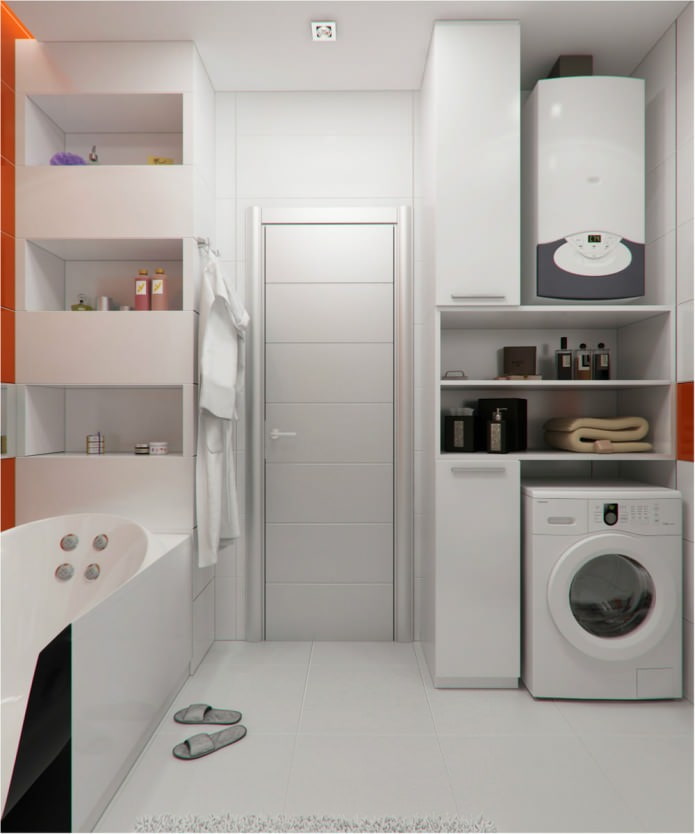 ванная комната в дизайне интерьера квартиры-студии 47 кв. м.