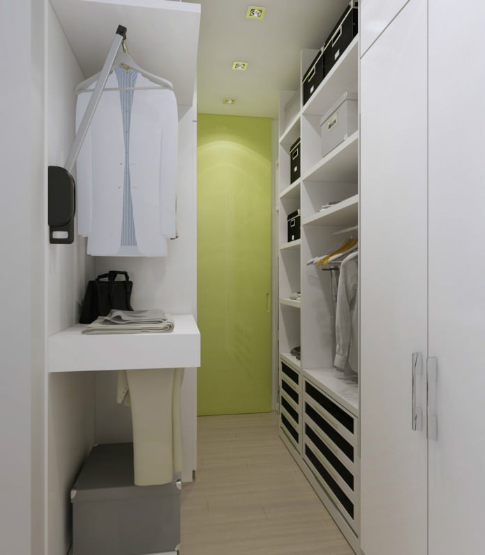 гардеробная в дизайне интерьера квартиры-студии 47 кв. м.