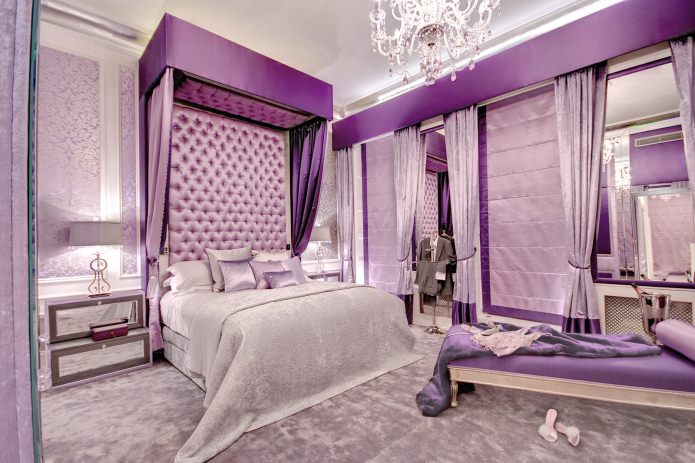 интерьер фиолетовой спальни