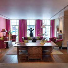 Дизайн гостиной в розовых тонах: 50 фото примеров-17