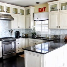 Дизайн белой кухни с черной столешницей: 80 лучших идей, фото в интерьере-8