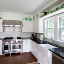Дизайн белой кухни с черной столешницей: 80 лучших идей, фото в интерьере-6