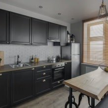 Черный гарнитур в интерьере в кухне: дизайн, выбор обоев, 90 фото-14