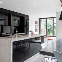 Черный гарнитур в интерьере в кухне: дизайн, выбор обоев, 90 фото-6