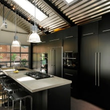 Черный гарнитур в интерьере в кухне: дизайн, выбор обоев, 90 фото-25