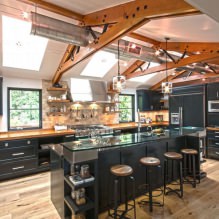 Черный гарнитур в интерьере в кухне: дизайн, выбор обоев, 90 фото-12