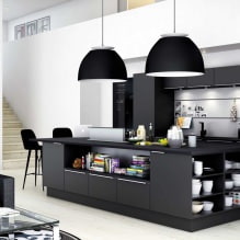 Черный гарнитур в интерьере в кухне: дизайн, выбор обоев, 90 фото-17