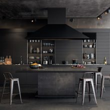 Черный гарнитур в интерьере в кухне: дизайн, выбор обоев, 90 фото-10