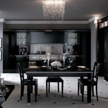 Черный гарнитур в интерьере в кухне: дизайн, выбор обоев, 90 фото-22