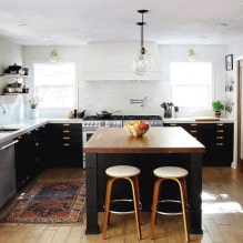 Черный гарнитур в интерьере в кухне: дизайн, выбор обоев, 90 фото-3