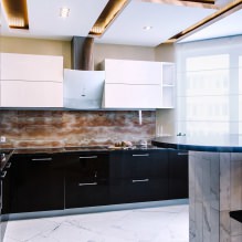 Черный гарнитур в интерьере в кухне: дизайн, выбор обоев, 90 фото-9