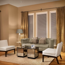 Дизайн комнаты с золотыми шторами: выбор ткани, сочетания, виды штор, 70 фото -0