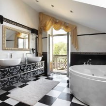 Дизайн ванной на мансарде: особенности отделки, цвет, стиль, выбор штор, 65 фото-11