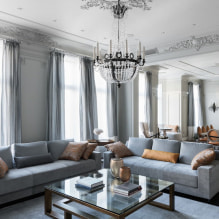 Серый диван в интерьере: виды, фото, дизайн, сочетание с обоями, шторами, декор-5