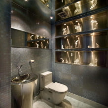 Потолок в туалете: виды по материалу, конструкции, фактуре, цвету, дизайн, освещение-1