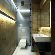 Потолок в туалете: виды по материалу, конструкции, фактуре, цвету, дизайн, освещение-5