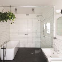 Белая плитка в ванной: дизайн, формы, цветовые сочетания, варианты расположения, цвет затирки-3