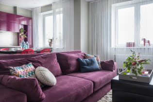 Фиолетовый диван в интерьере: виды, материалы обивки, механизмы, дизайн, оттенки и сочетания