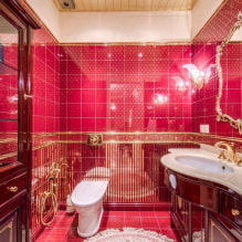 Красная ванная комната: дизайн, сочетания, оттенки, сантехника, примеры отделки туалета-4
