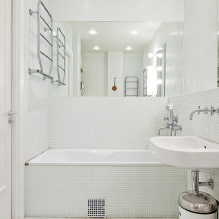 Белая ванная комната: дизайн, сочетания, отделка, сантехника, мебель и декор-7