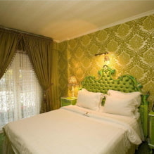 Зеленая спальня: оттенки, сочетания, выбор отделки, мебели, штор, освещения-1