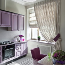 Фиолетовая кухня: сочетания цветов, выбор штор, отделки, обоев, мебели, освещения и декора-3