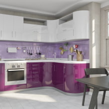 Фиолетовая кухня: сочетания цветов, выбор штор, отделки, обоев, мебели, освещения и декора-5