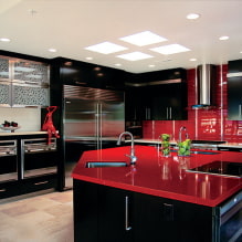Красно-черная кухня: сочетания, выбор стиля, мебели, обоев и штор-1