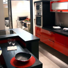 Красно-черная кухня: сочетания, выбор стиля, мебели, обоев и штор-5