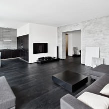 Пол черного цвета: выбор материала, дизайна, сочетание с потолком и стенами-7