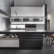 Черный гарнитур в интерьере в кухне: дизайн, выбор обоев, 90 фото-28