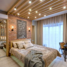 Потолок в спальне: дизайн, виды, цвет, фигурные конструкции, освещение, примеры в интерьере-6
