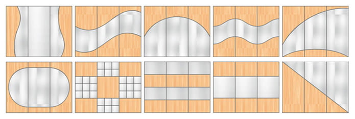 варианты комбинирования фасадов шкафа-купе