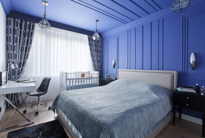 интерьер синей спальни интерьер синей спальни